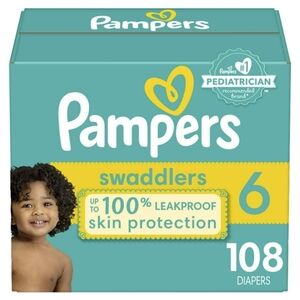 NWT PAMPERS SWADDLERS 108 COUNT SIZE 6